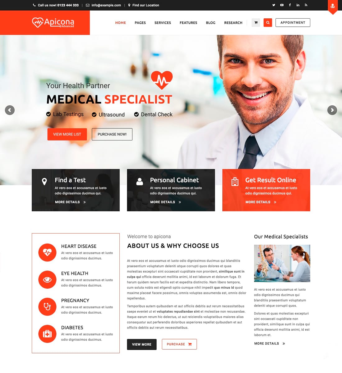 Apicona - Tema WordPress pentru sănătate și medicină