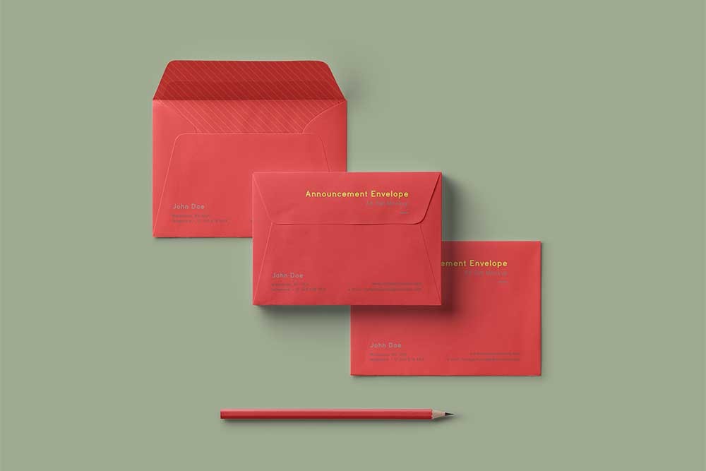 kostenloses Umschlag-Set-Mockup