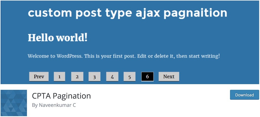benutzerdefinierter Beitragstyp Ajax-Paginierung WordPress-Plugin