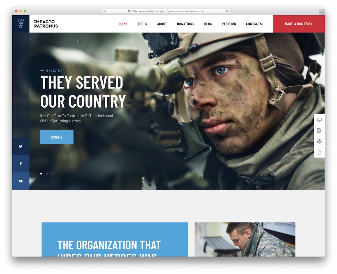 impact patronus wordpress temă militară