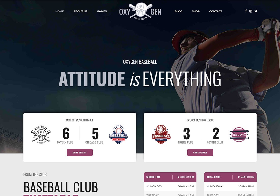 Tema WordPress di Oxigeno baseball