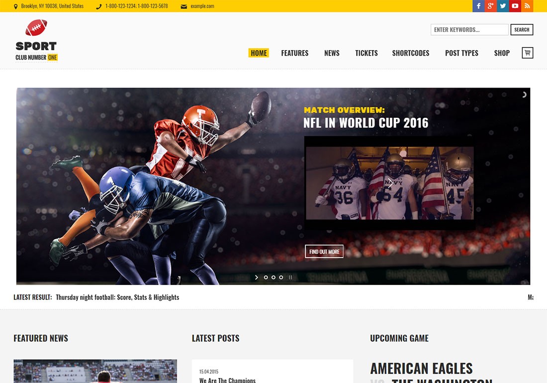 Tema WordPress per il baseball del club sportivo