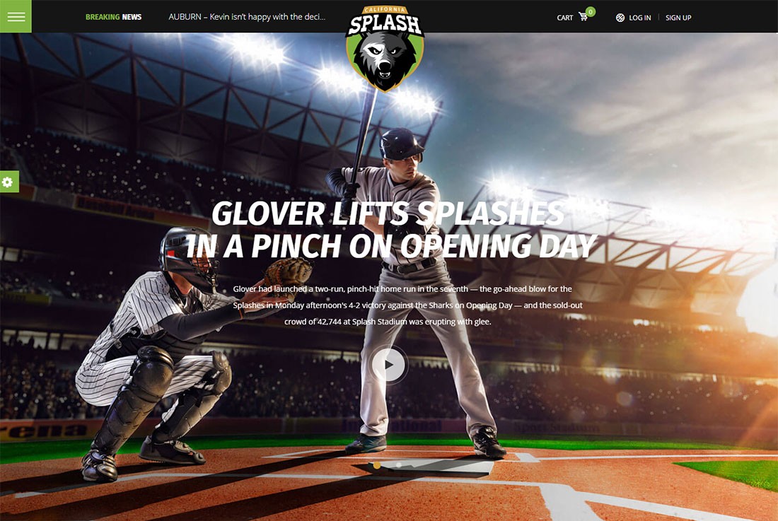 Tema WordPress Splash Sport baseball