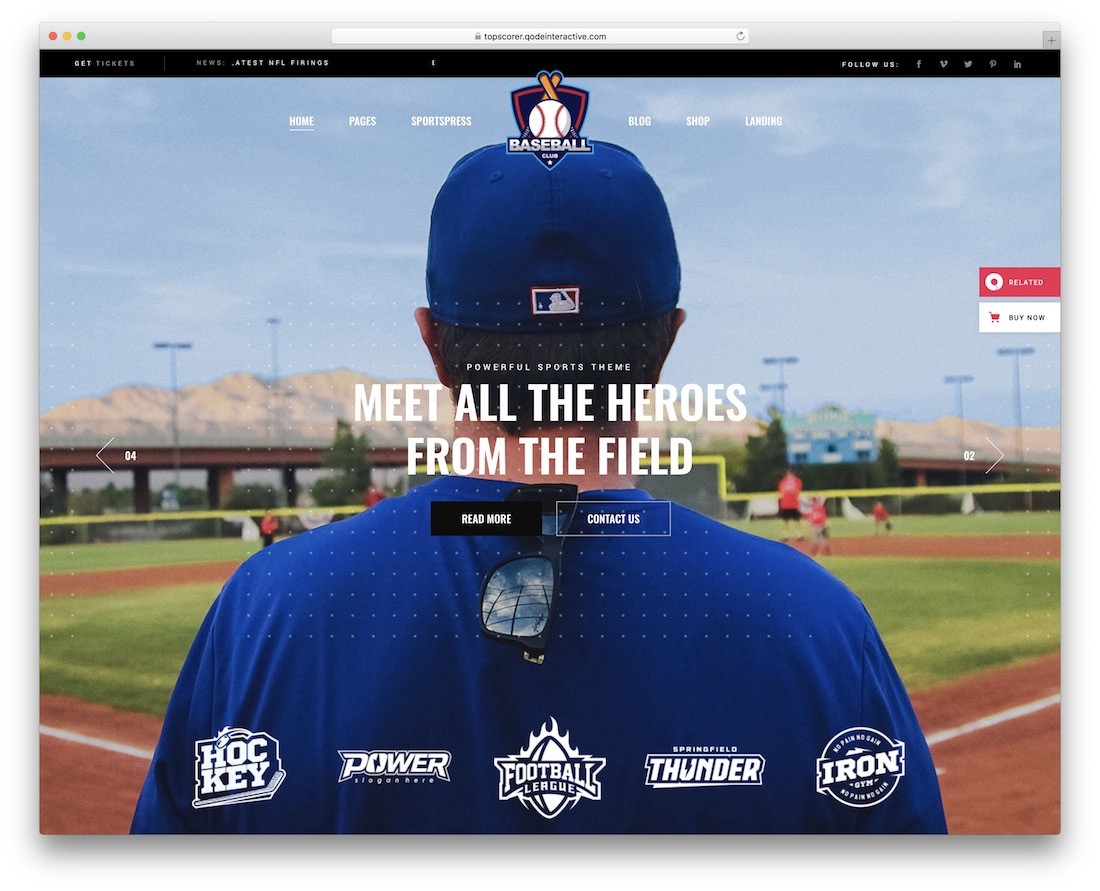 tema wordpress di baseball del capocannoniere