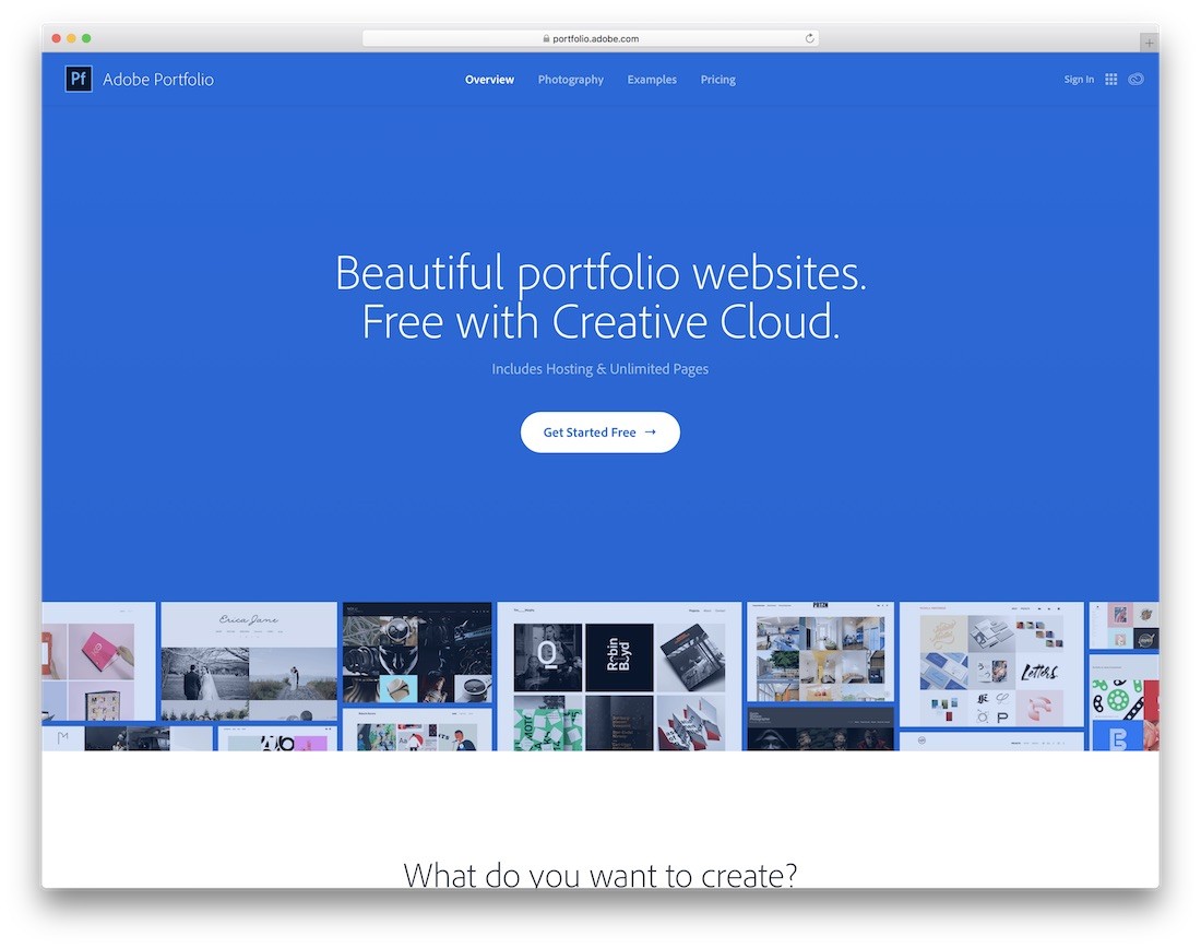 Creador de sitios web de Adobe Portfolio para artistas