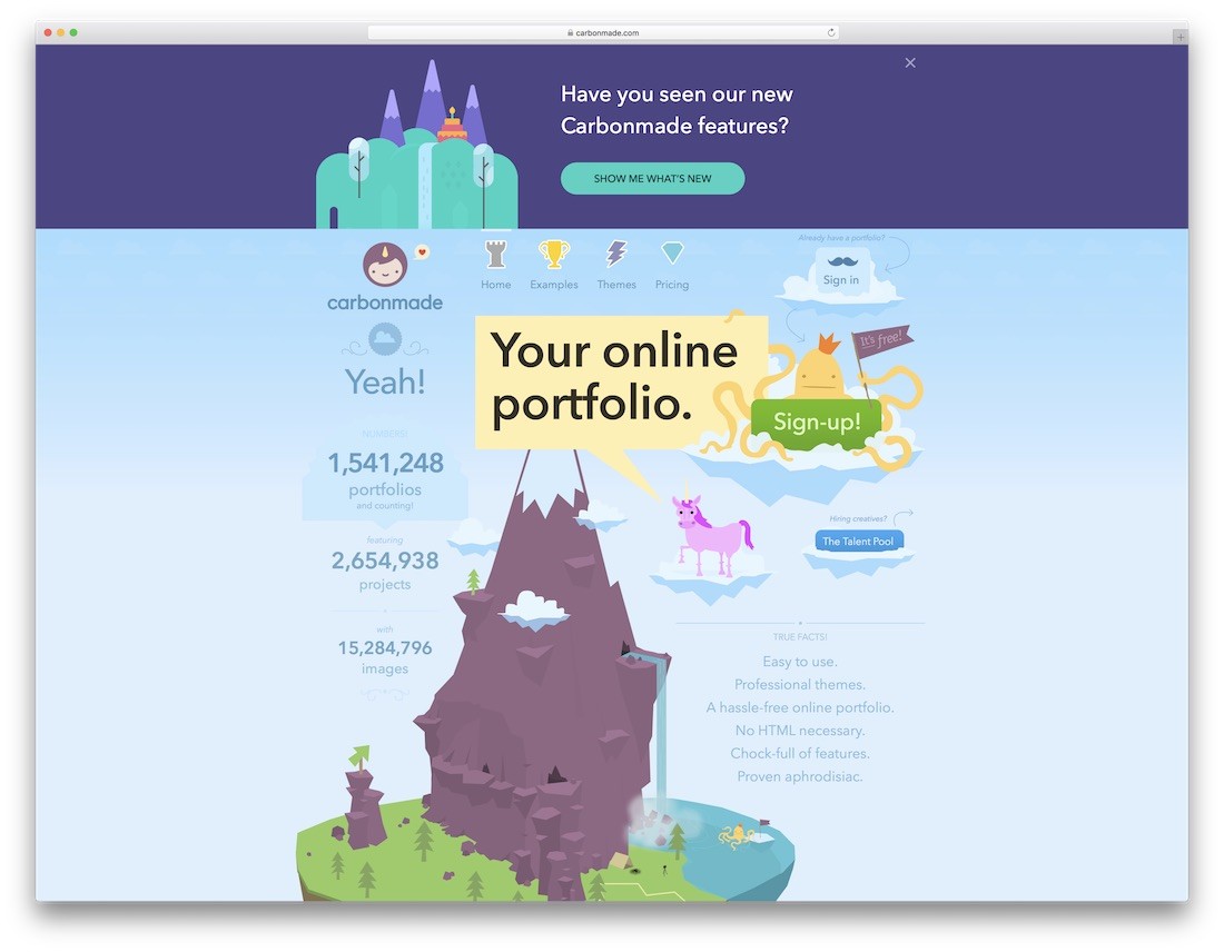 carbonmade mejor creador de sitios web para artistas