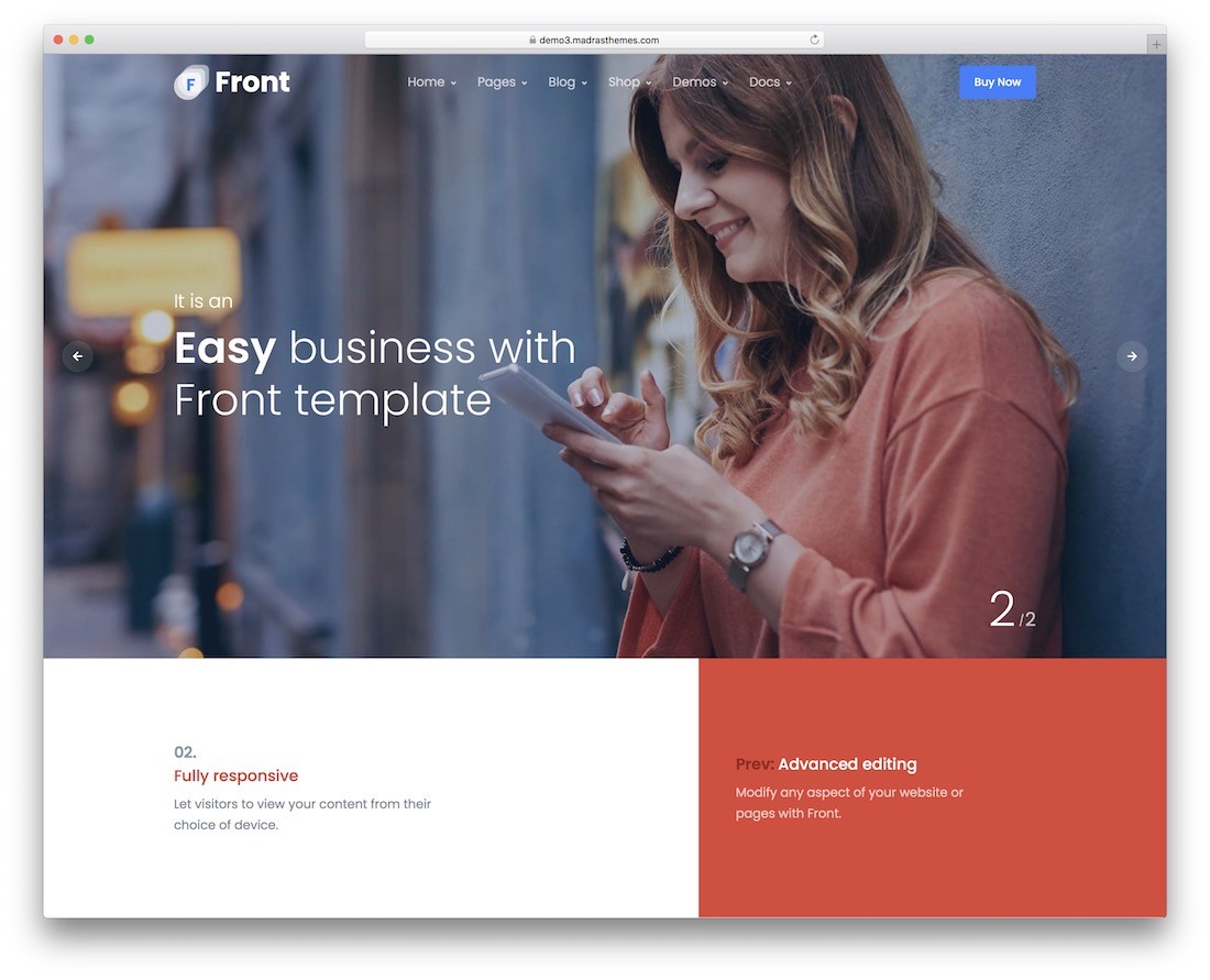 tema de wordpress frontal con control deslizante