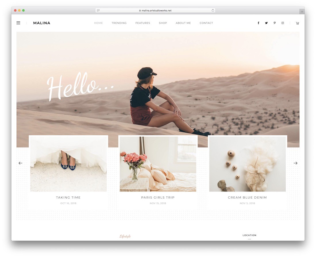 malina tema de wordpress con control deslizante