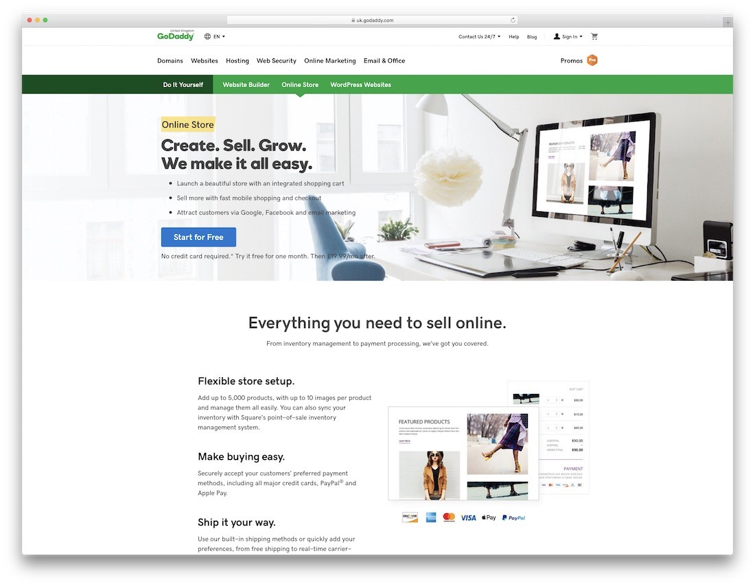 godaddy เครื่องมือสร้างเว็บไซต์อีคอมเมิร์ซราคาถูก