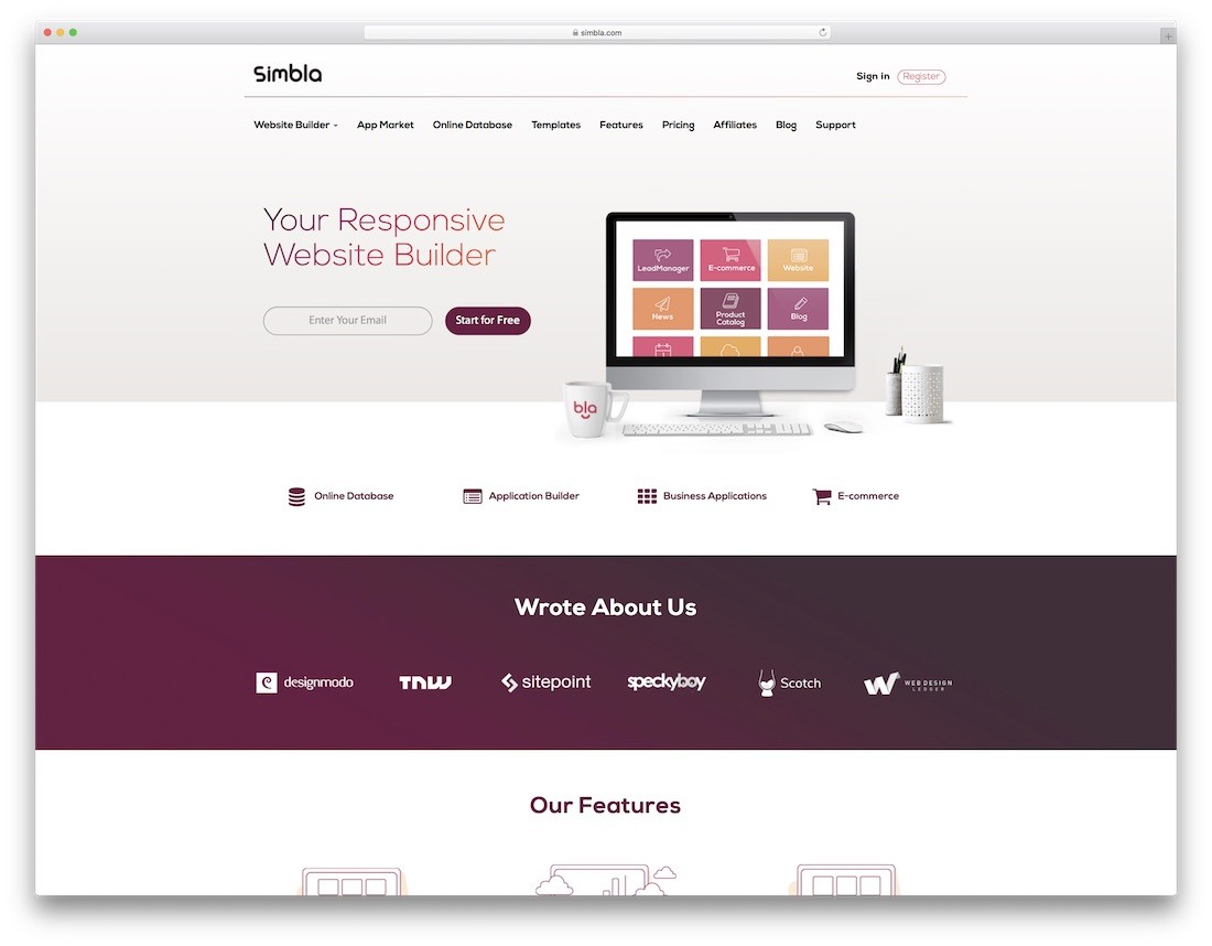 construtor de sites simbla para designers