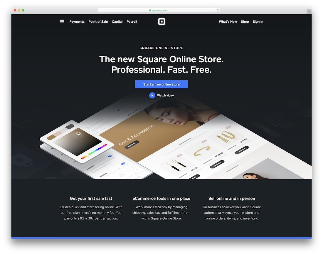 конструктор Square для интернет-магазина одежды