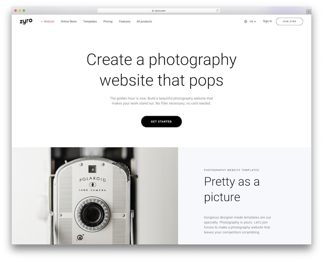 constructor de site-uri web zyro photography