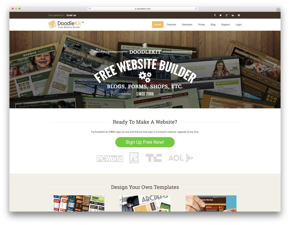 doodlekit constructor de site-uri web ieftine și găzduire