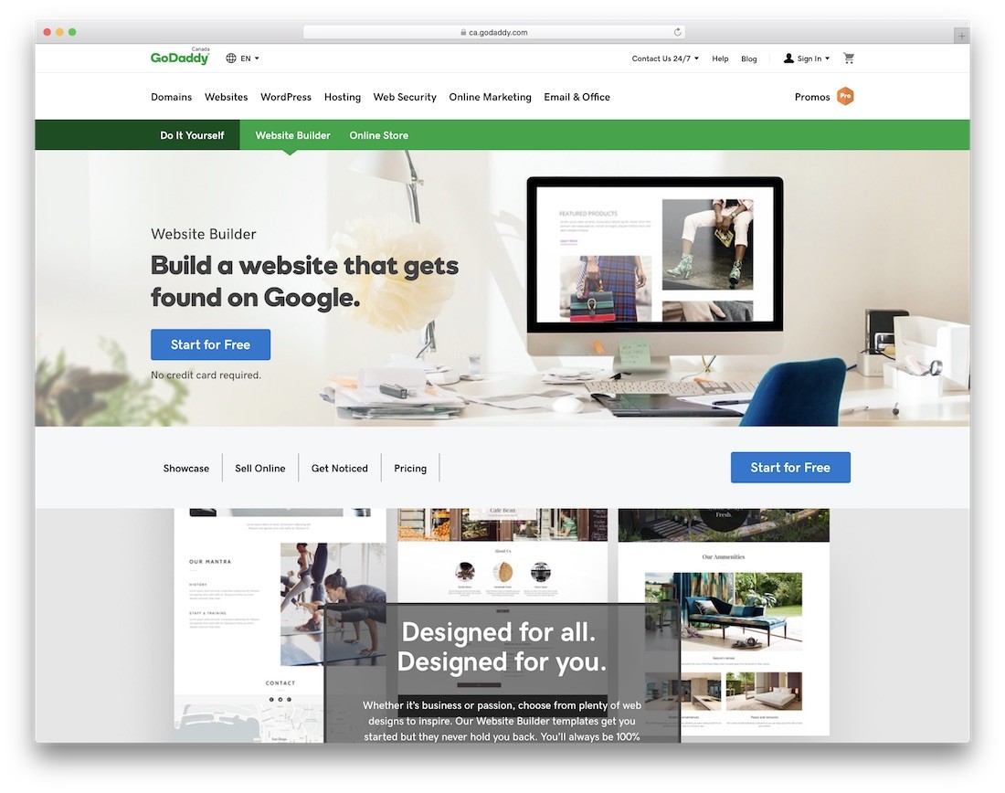 godaddy самый простой конструктор сайтов