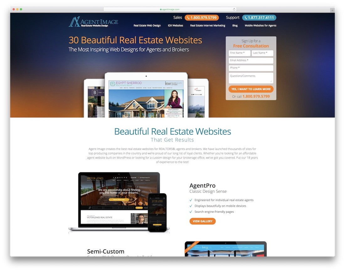 immagine dell'agente costruttore di siti web dell'agente immobiliare