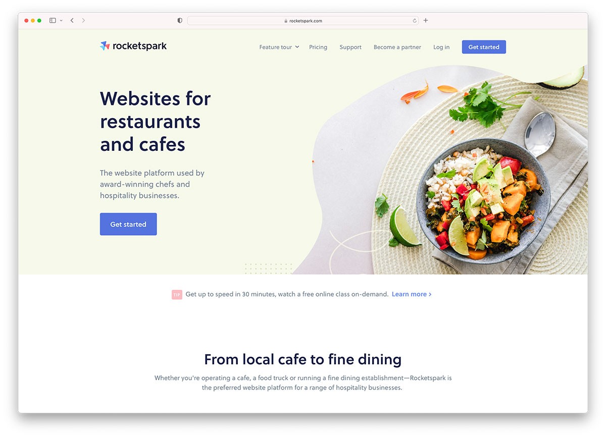 rocketspack-レストランのウェブサイトビルダー
