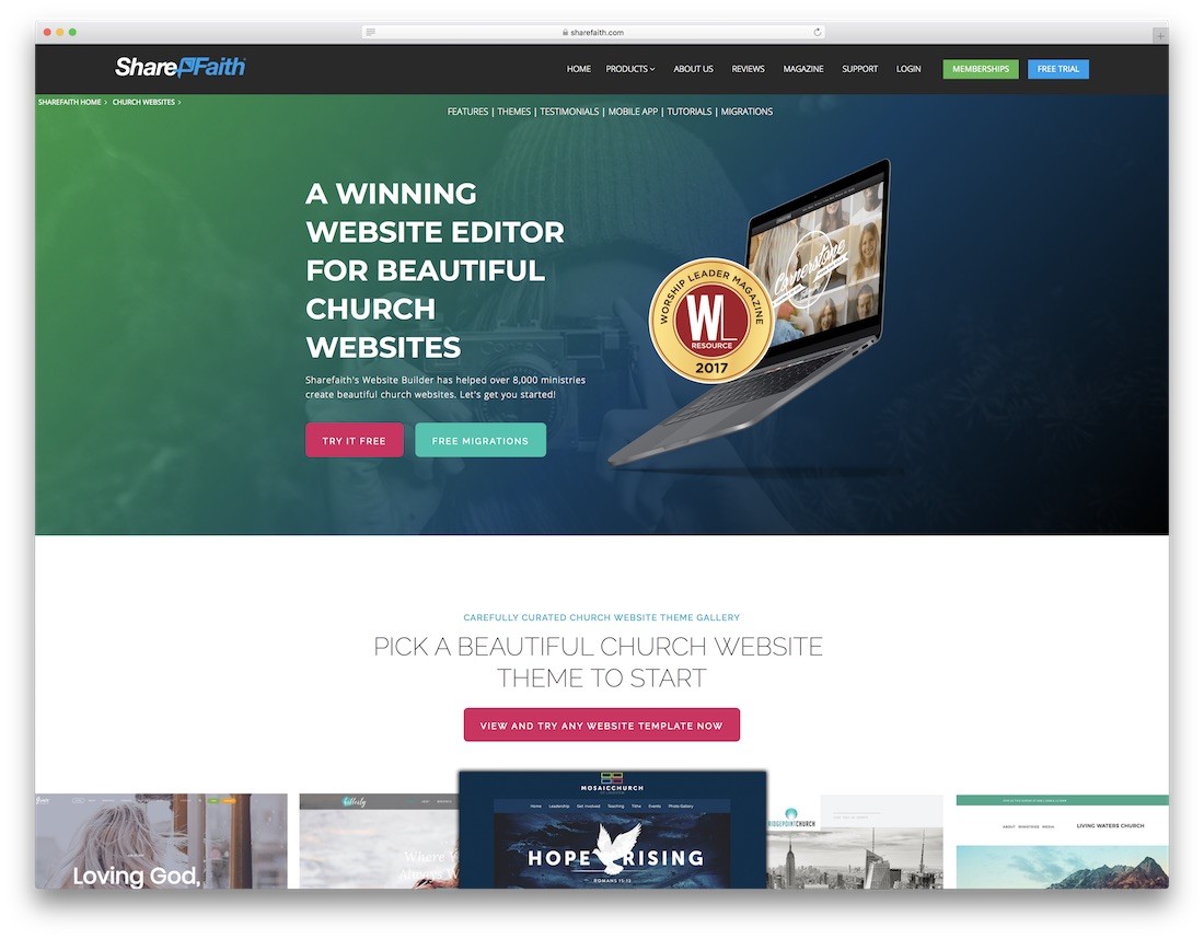 creator de site-uri pentru biserica sharefaith