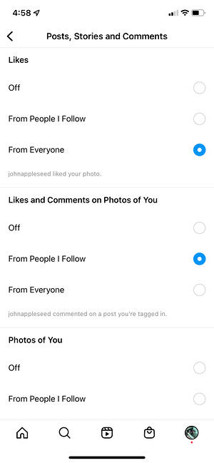 如何更改 Instagram 通知設置：切換通知設置