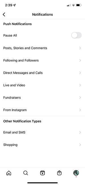 如何更改 Instagram 通知設置：查看所有通知類別