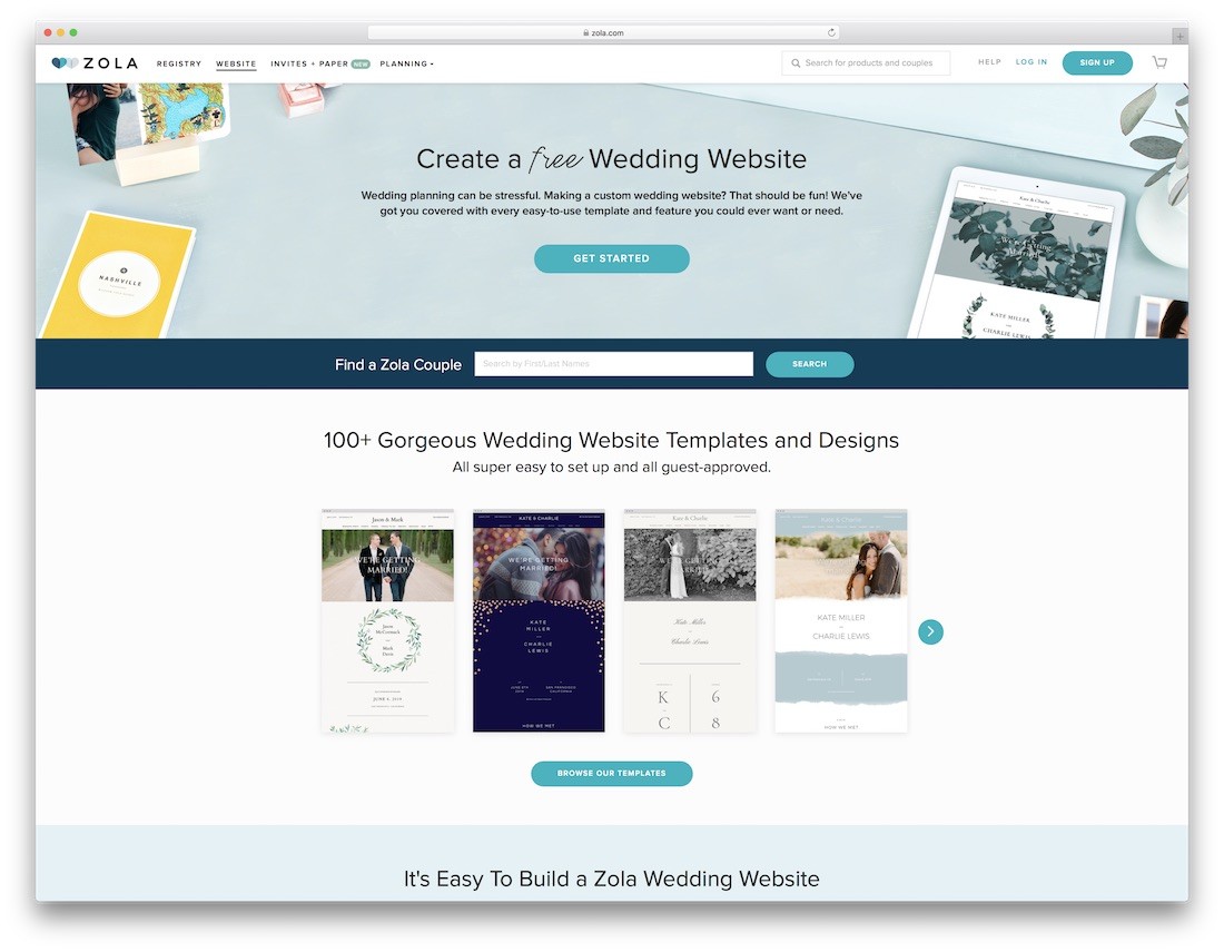 zola nunta site builder
