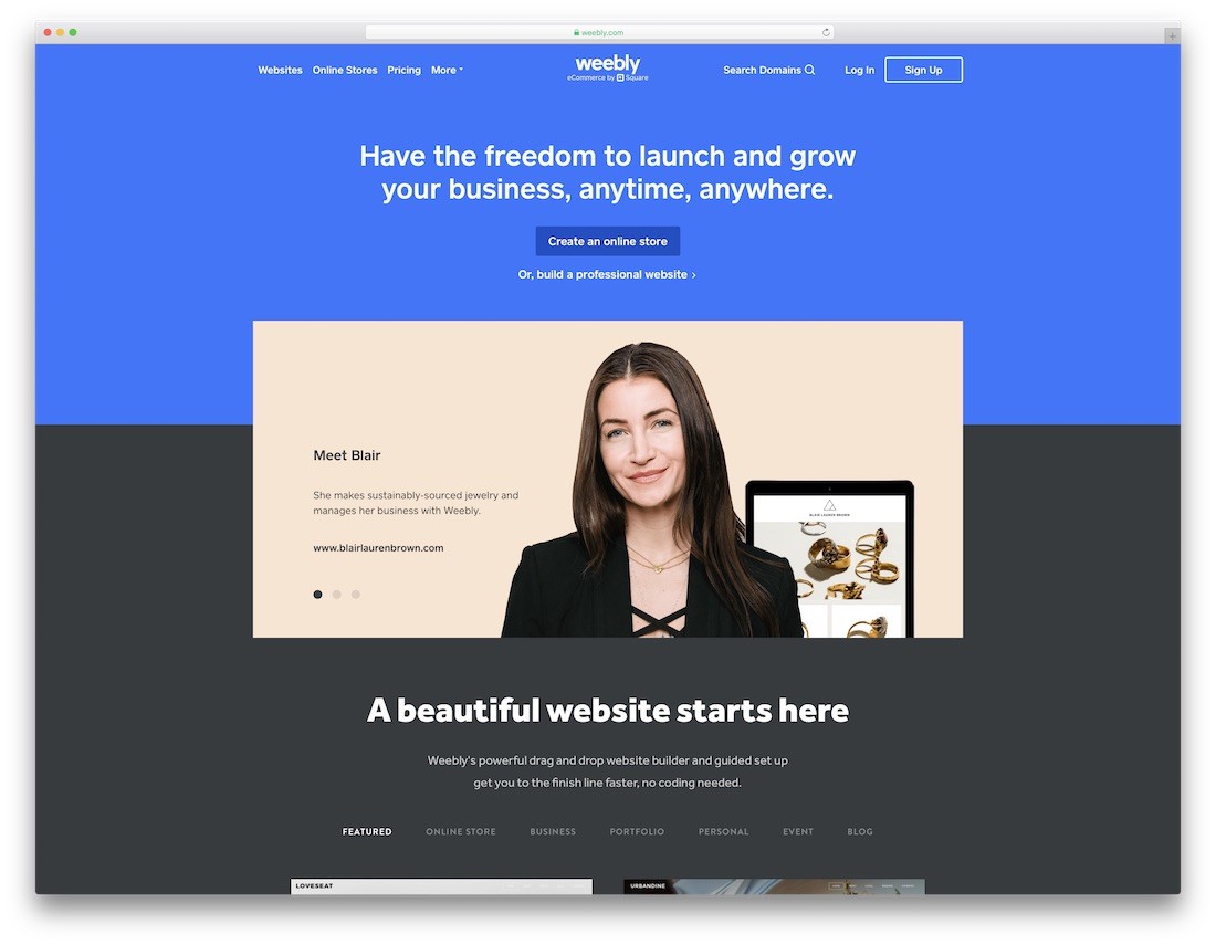 Creator de site-uri web pentru nunți Weebly