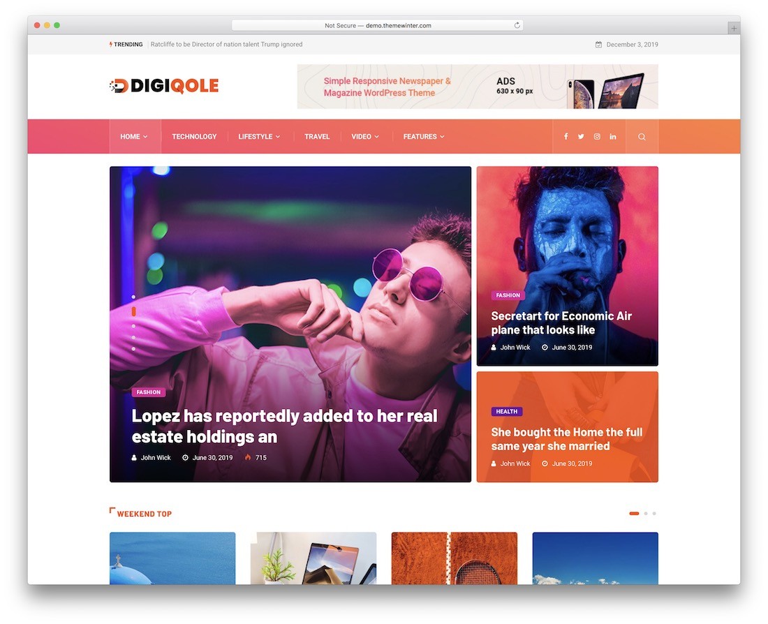 digiqole știri virale tema wordpress