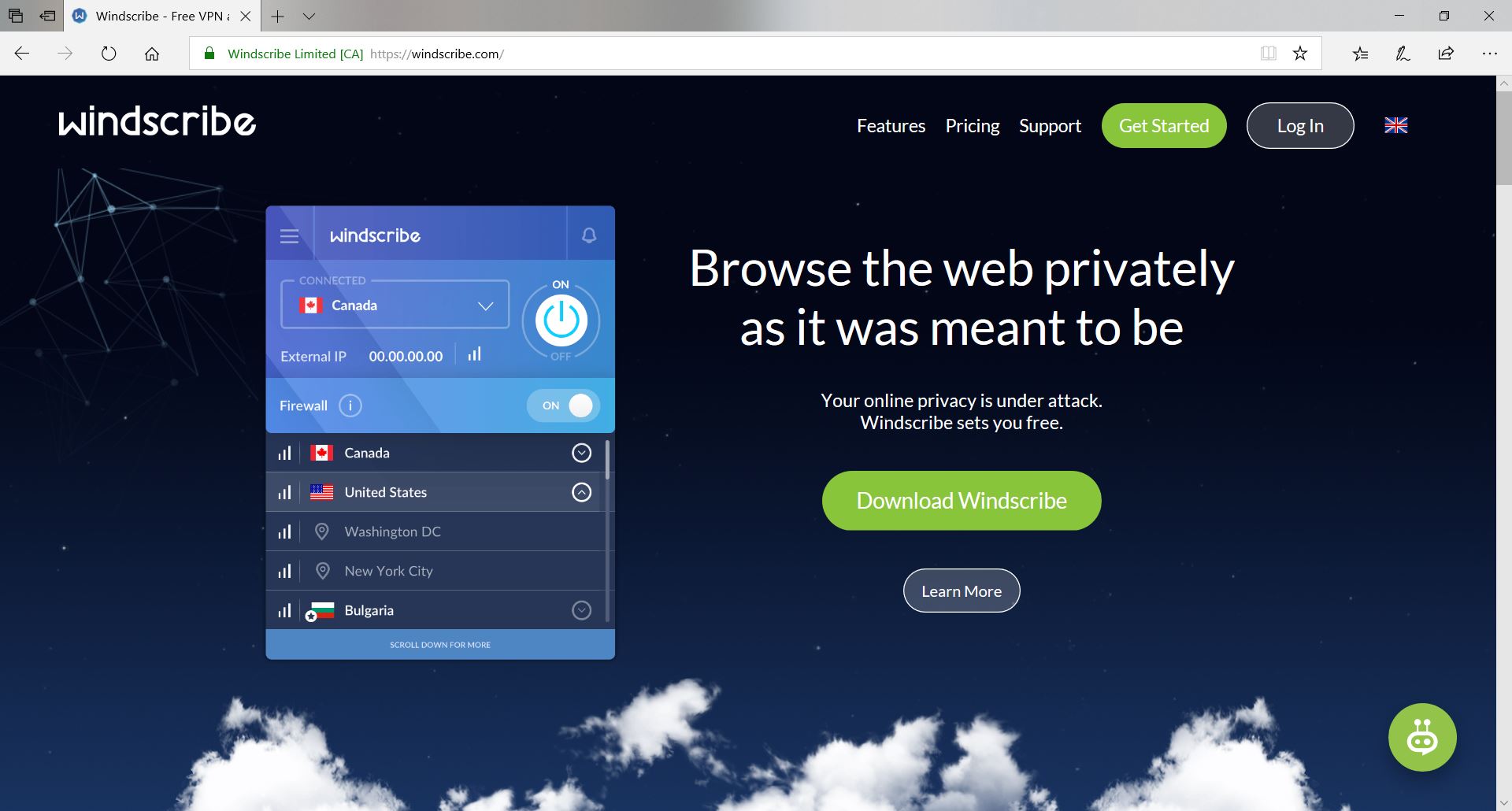Windscribe - melhor vpn grátis