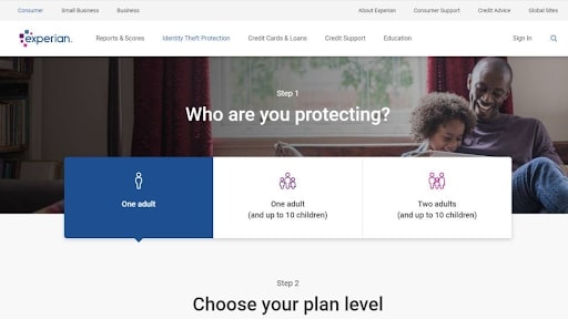 Experian 的 IdentityWorks 网站允许用户选择计划