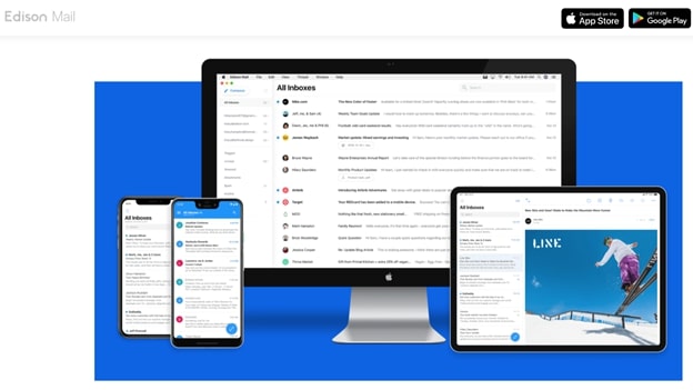 หน้าแรกของแอพ Edison Mail