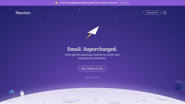 หน้าแรกของแอพ Newton Mail