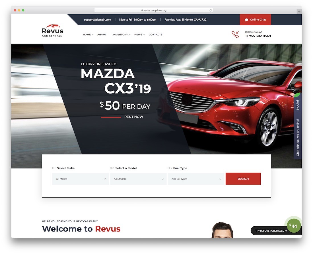 revus รถเช่า wordpress ธีม