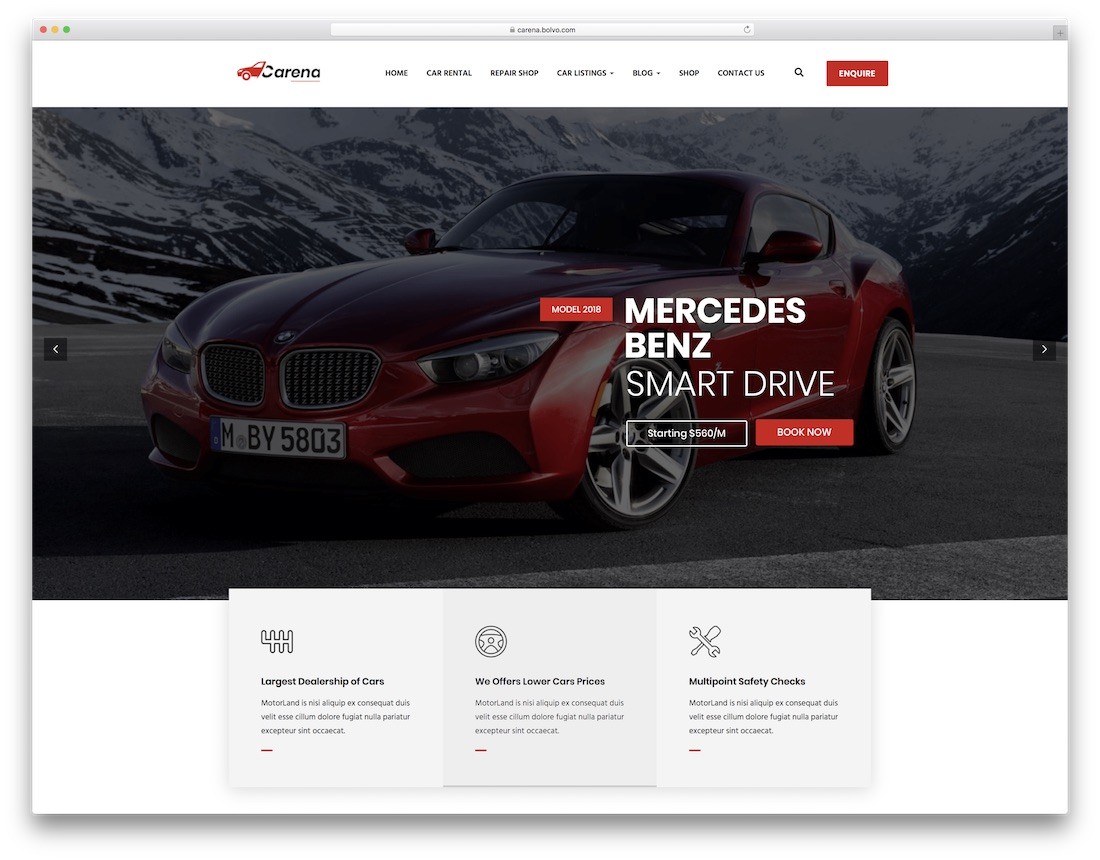 tema wordpress do revendedor de carros carena