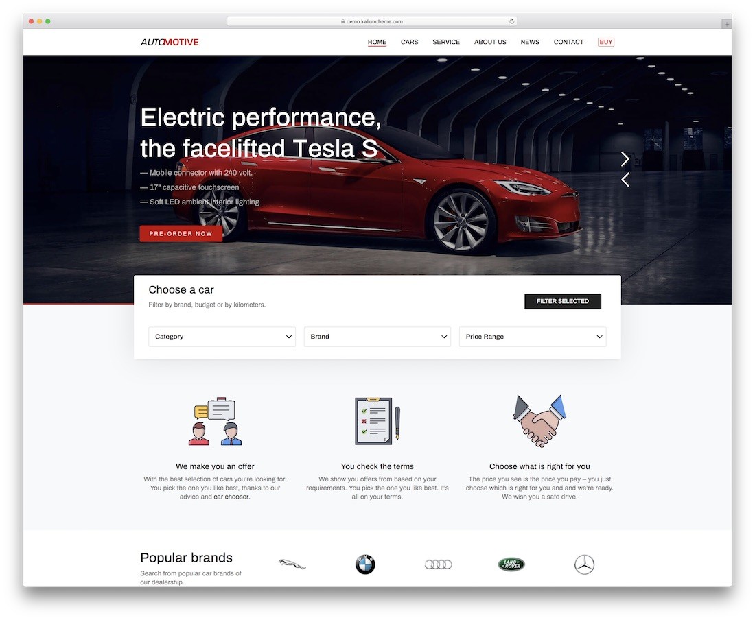 tema wordpress de revendedor de carros kalium