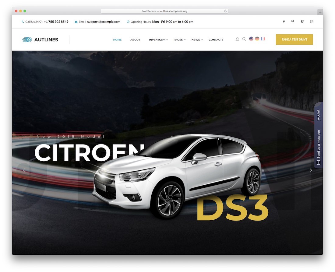 tema wordpress do revendedor de carros autlines
