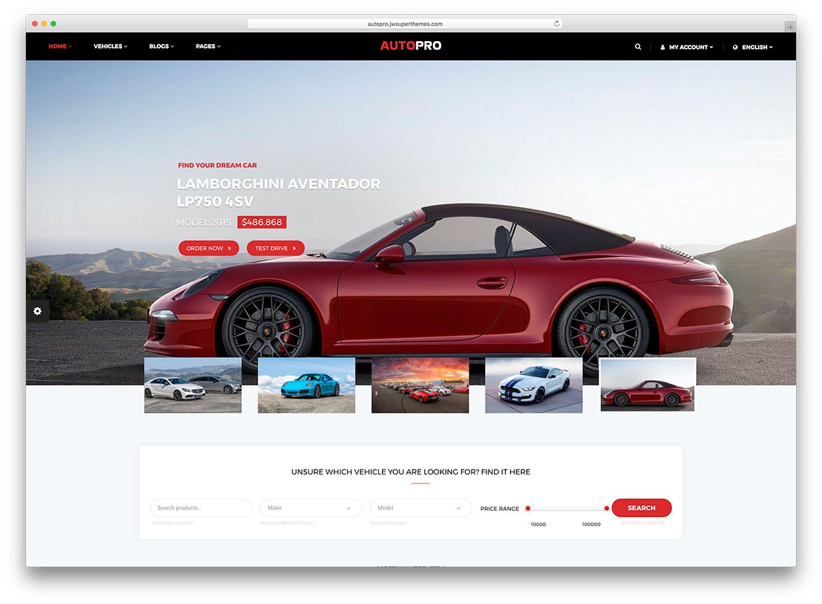tema WordPress de revendedor de carros