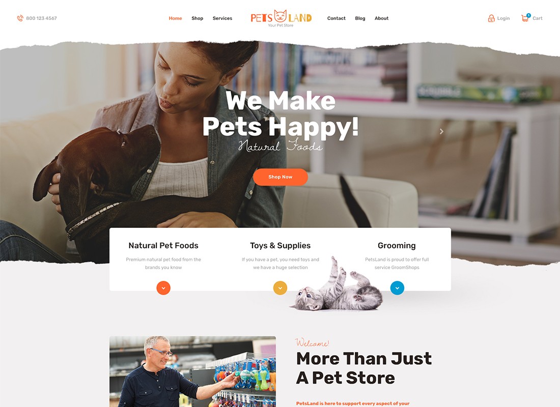 Pets Land - Toko Hewan Peliharaan & Tema WordPress Hewan