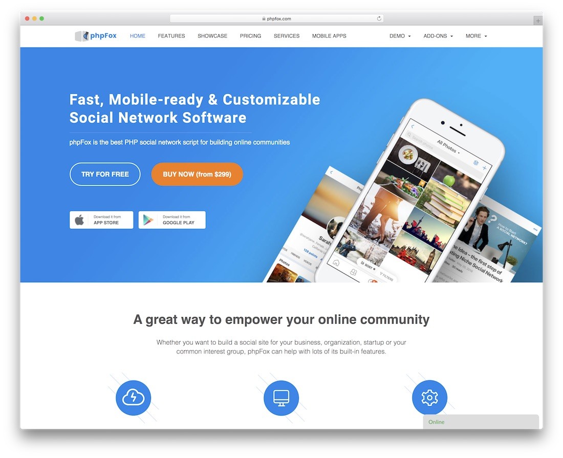 Costruttore di siti Web della comunità phpfox