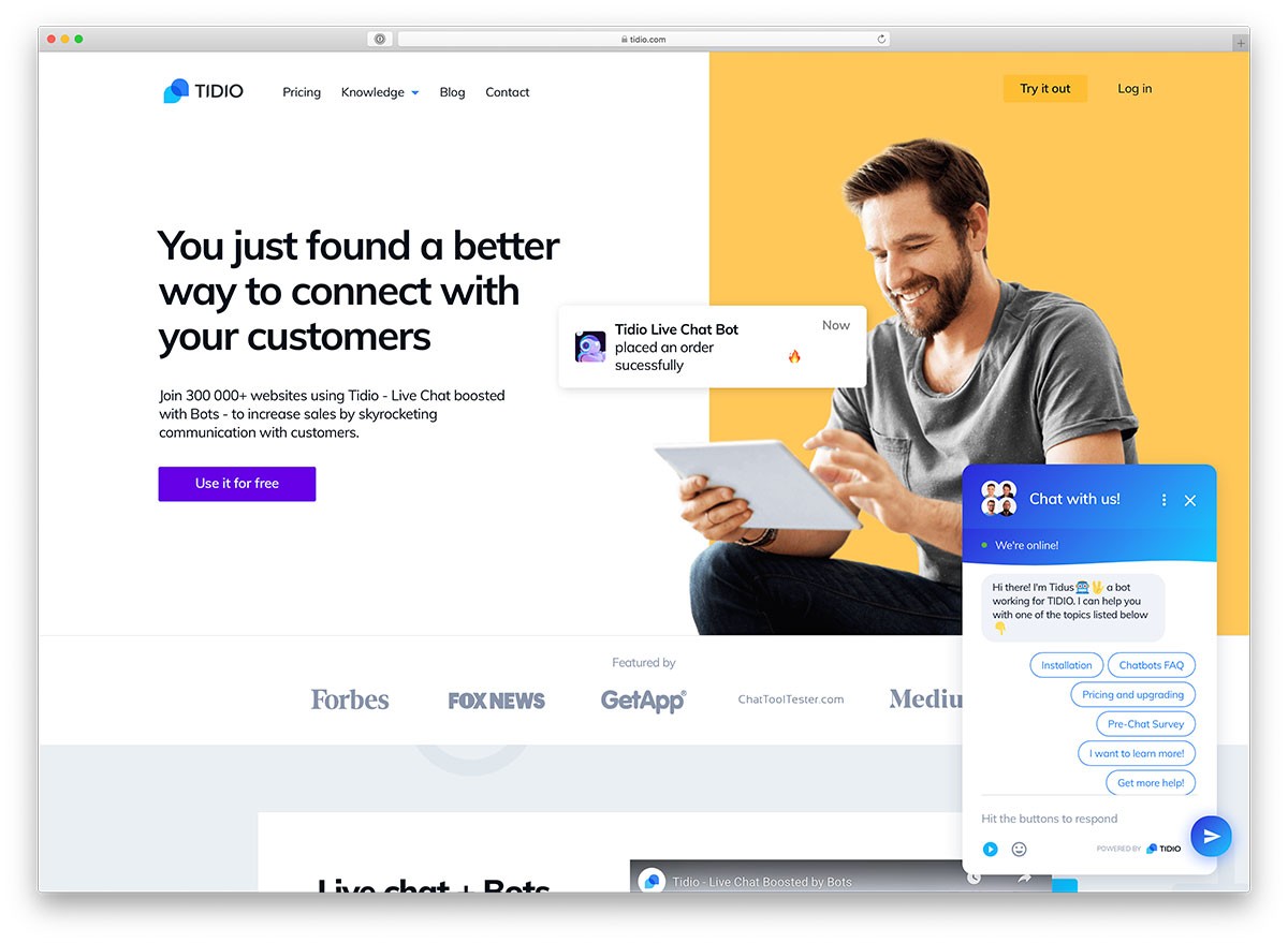 Tidio - Plugin de chat WordPress le plus populaire