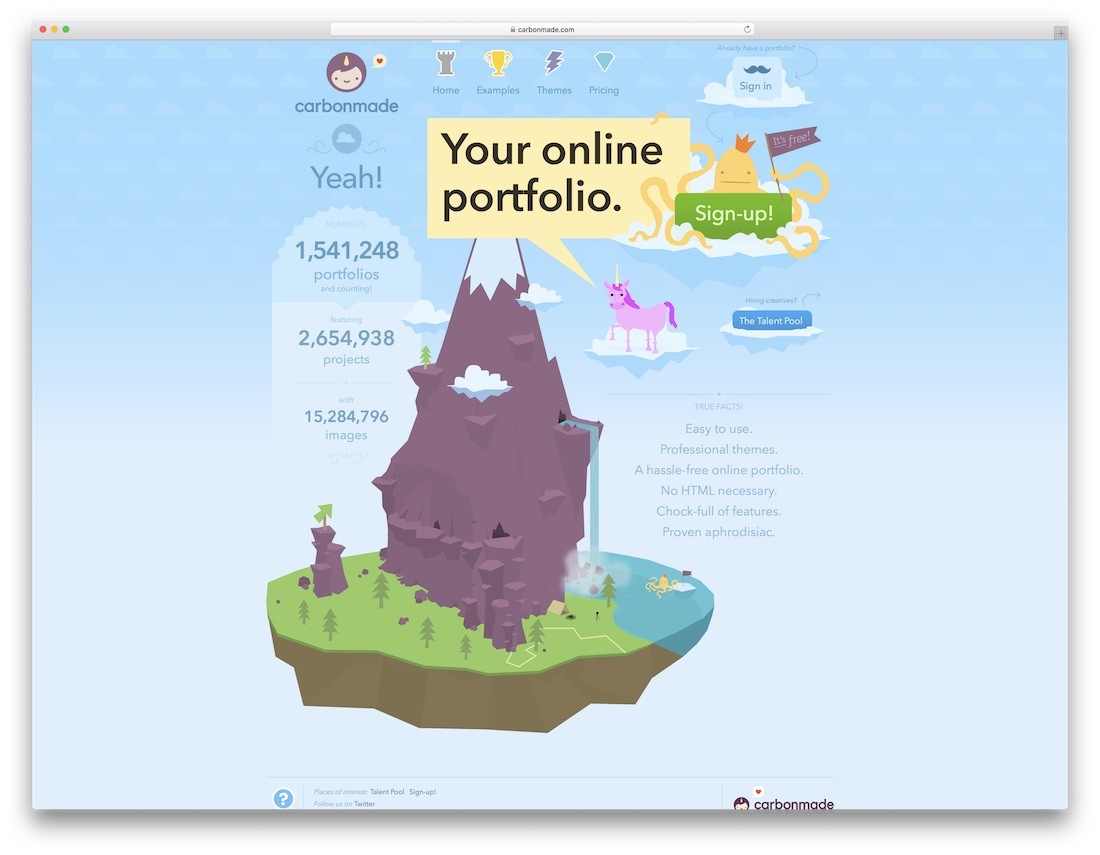 carbonmade en iyi kişisel web sitesi oluşturucu