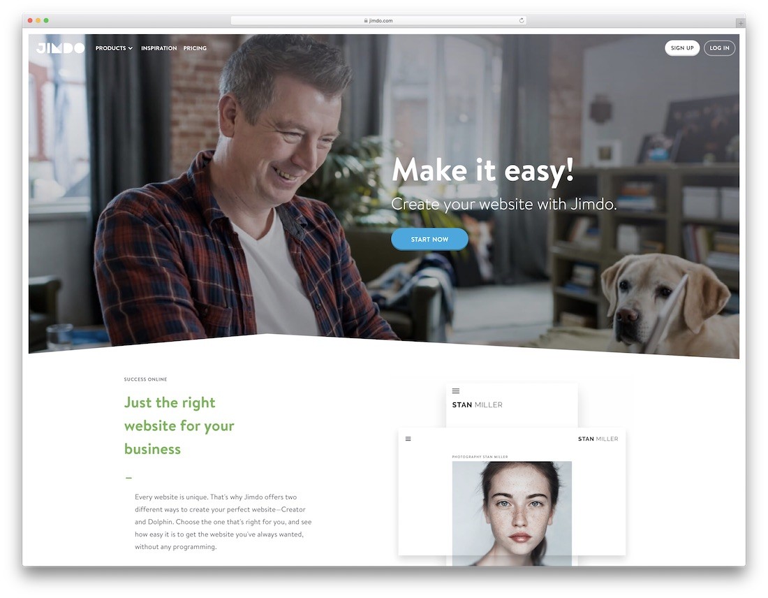 jimdo miglior costruttore di siti Web per piccole imprese