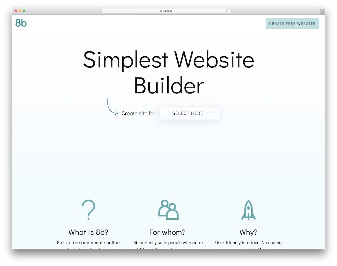 8b pembuat situs web satu halaman gratis