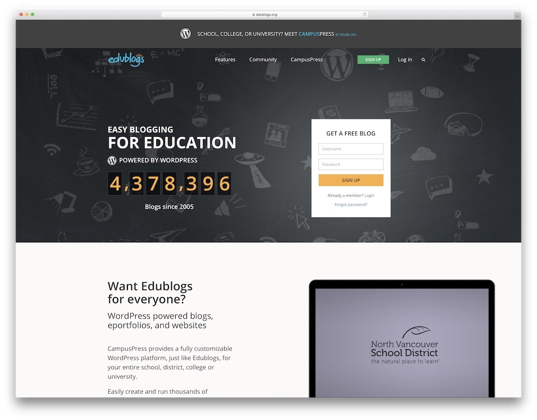 pembuat situs web pendidikan edublogs