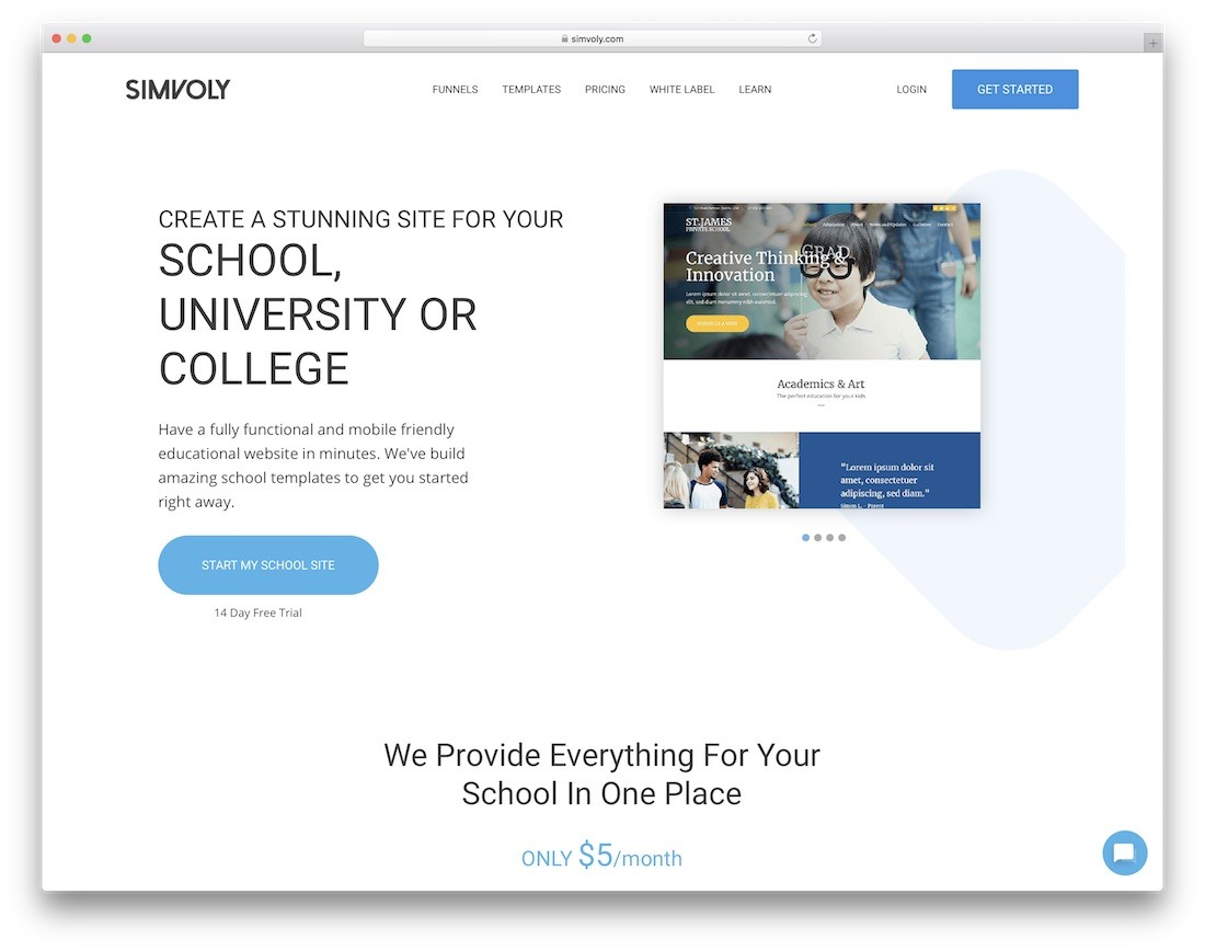 pembuat situs web pendidikan simvoly
