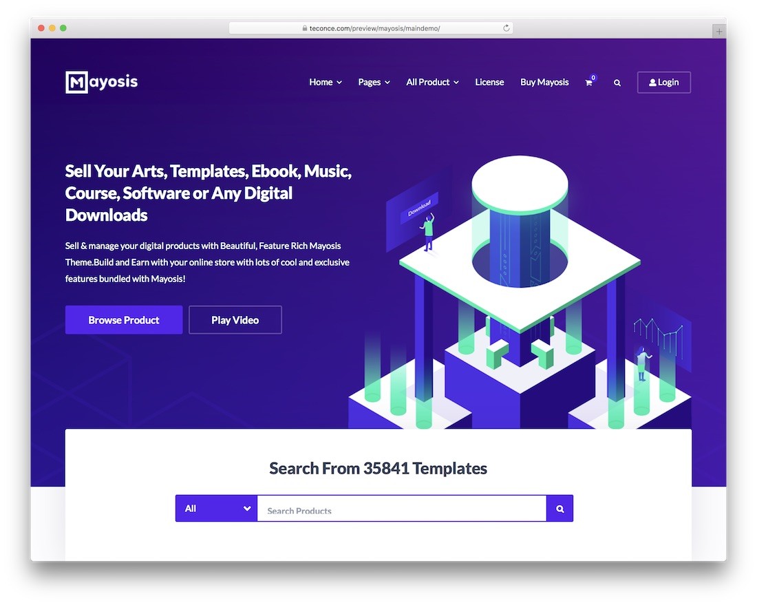 mayosis tema wordpress per la vendita di prodotti digitali