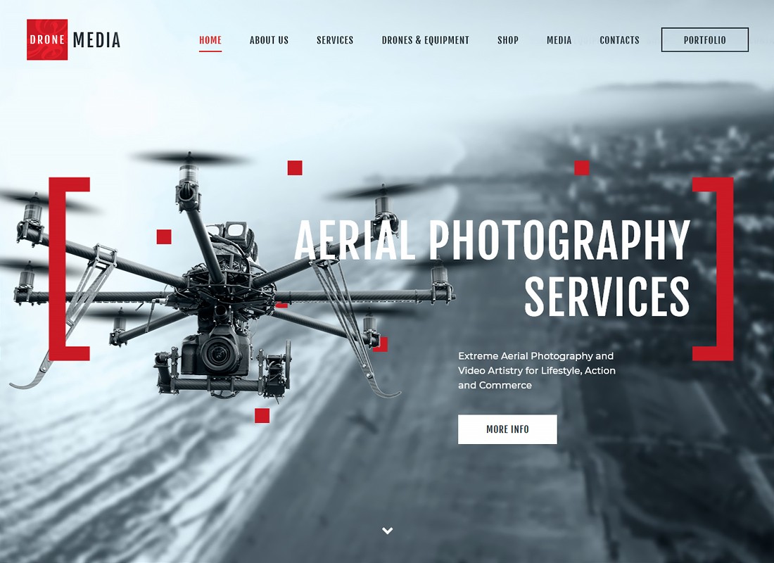 Drone Media - 航空摄影和摄像 WordPress 主题