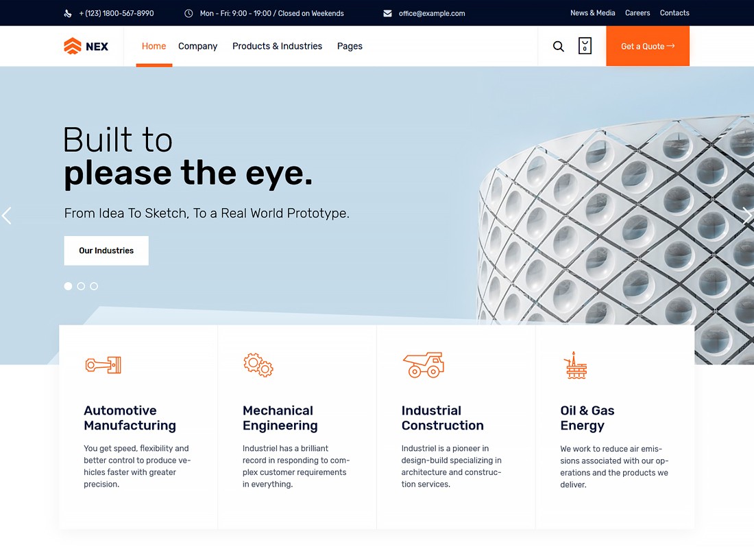 Nex - 工厂和工业 WordPress