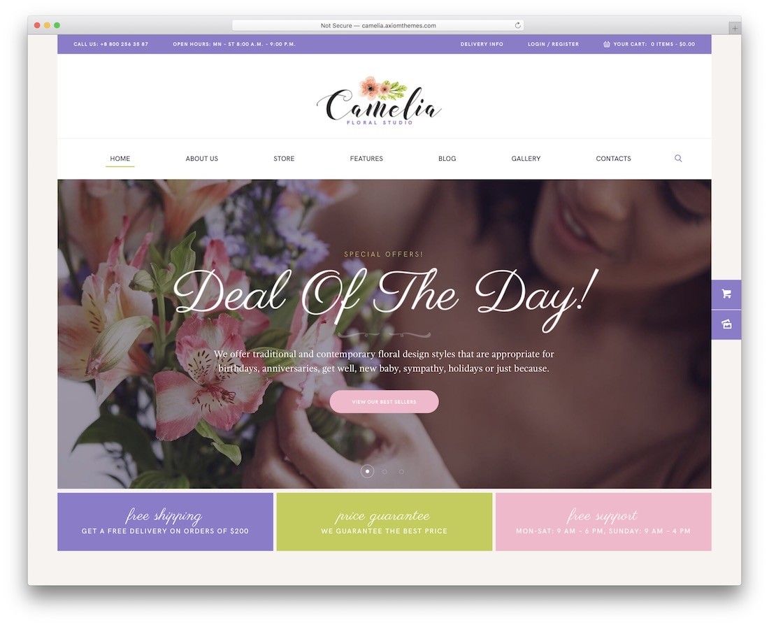 カメリアの花のウェブサイトのテンプレート