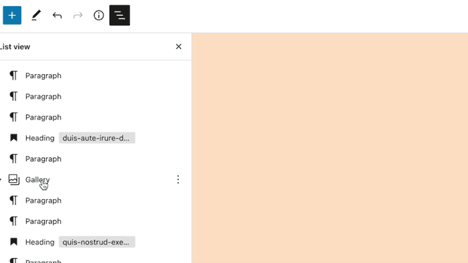 Memindahkan item di editor blok Moving items in the block editor