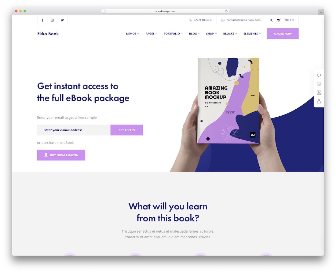 用于销售电子书的 ekko wordpress 主题