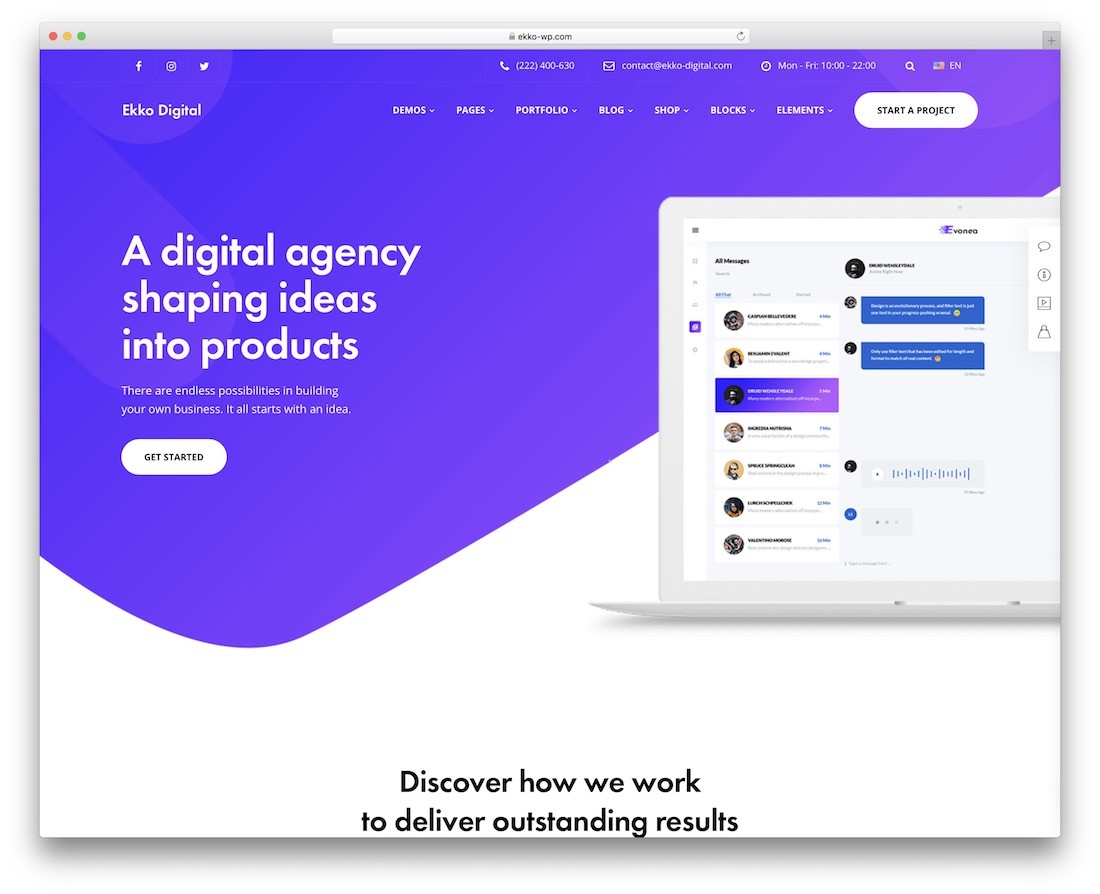 ekko agencja kreatywna motyw wordpress